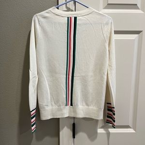 Boden Cream/Colorful stripe Wool Blend cardigan - Size S - EUC